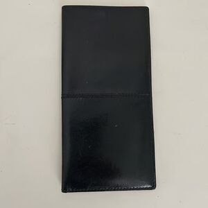 Mark Cross Travel Wallet Passport Holder Black Kidskin Leather Vtg Document Case